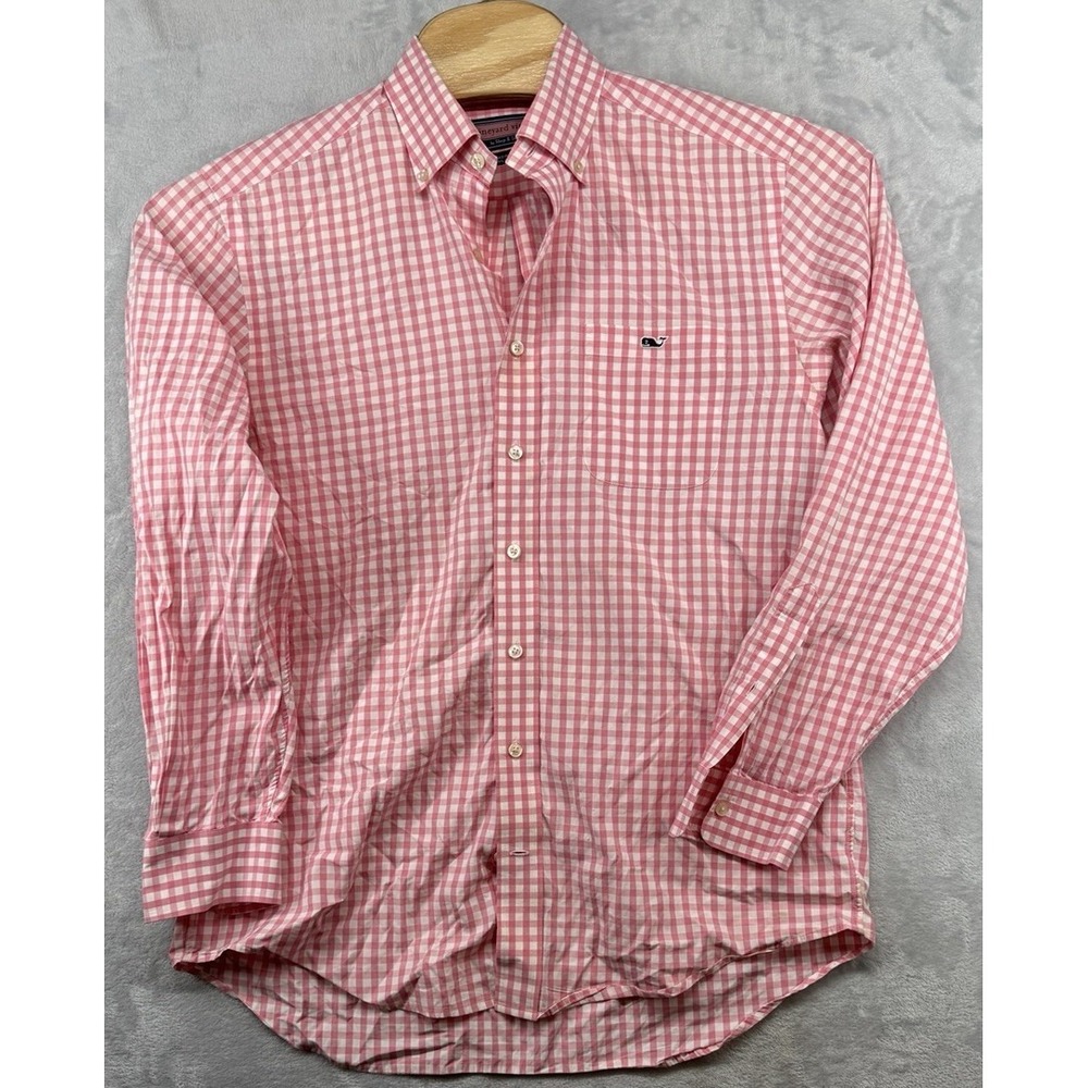 Vineyard Vines Tucker Shirt Pink Check Preppy Casual Long Sleeve Men's M READ